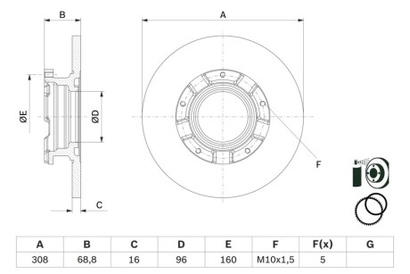 Тормозной диск BOSCH 0986479F62 (фото 1)