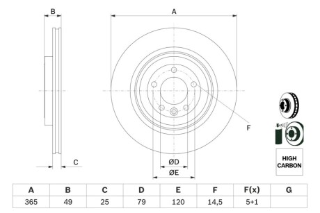 TARCZA HAM. LAND ROVER T. RANGE ROVER 3,0-5,0 4X4 12-21 BOSCH 0 986 479 F68 (фото 1)