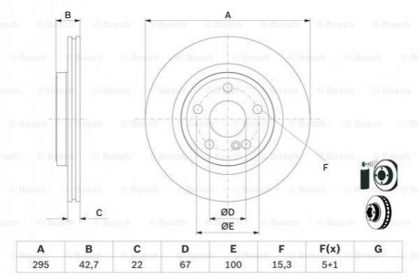 Диск гальм задн. DB A176 BOSCH 0 986 479 F75 (фото 1)