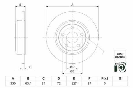 TARCZA HAM. JEEP T. GRAND CHEROKEE 3,0 CRD3,6-6,4 4X4 10- BOSCH 0 986 479 F89 (фото 1)