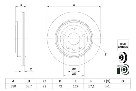 Фото Гальмівний диск BOSCH (0 986 479 G87) зображення 1