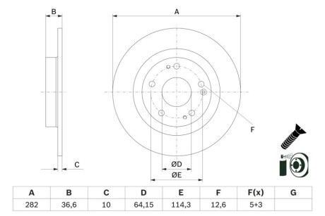 TARCZA HAM HONDA CIVIC X 1.0, 1.5, 1.6D 08.16- TYЈ BOSCH 0986479G90 (фото 1)