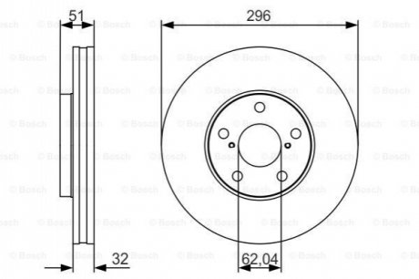 Диск тормозов. передняя. LEXUS GS 97- BOSCH 0986479R20 (фото 1)