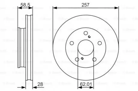 Диск гальмівний передн Лів/Прав TOYOTA HILUX VII 2.5D 03.05-05.15 Bosch 0986479R53 Купити в Україні