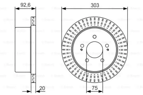 Диск гальмівний задн Лів/Прав HYUNDAI H-1, H-1 / STAREX 2.4/2.5D 10.97-12.07 Bosch 0986479V26 Купити в Україні