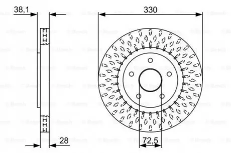 Диск гальмівний передн Лів/Прав CHRYSLER PACIFICA, TOWN & COUNTRY, VOYAGER V FIAT FREEMONT LANCIA VOYAGER 2.0D-3.8 10.07 Bosch 0 986 479 V85 Купити в Україні