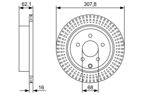 Диск гальмівний INFINITI/NISSAN FX/M/Q70/Q50/JX/QX60/QX70/FX35/Murano/Pathfinder R 3,5-4,5 08- BOSCH 0986479W11 (фото 1)