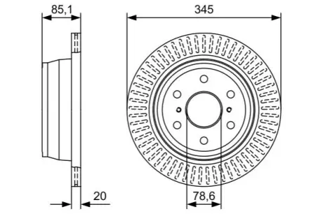 Диск гальмівний задн Лів/Прав (345ммx20мм) CADILLAC ESCALADE CHEVROLET AVALANCHE, AVALANCHE 1500, SILVERADO 1500, SUBURBAN, SUBURBAN 1500, TAHOE, TAHOE LTZ GMC SIERRA, SIERRA 1500, YUKON 01.03 Bosch 0986479W32 Купити в Україні