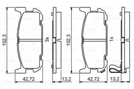 Комплект гальмівних колодок задн, MAZDA MX-5 II 1.6/1.8 05.98-10.05 Bosch 0986494226