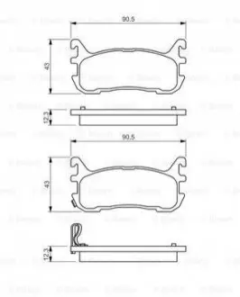 Комплект гальмівних колодок задн, MAZDA 323 C V, 323 F V, MX-5 I, MX-5 II 1.5-2.0 01.93-10.05 Bosch 0986494482