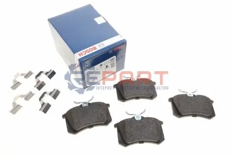 Комплект гальмівних колодок задн, AUDI A4 B5 FIAT SCUDO NISSAN MICRA III PEUGEOT 405 I RENAULT MEGANE I, TWINGO II SEAT LEON SKODA SCALA VW GOLF III, PASSAT B2 1.2-Electric 08.83 Bosch 0986494597 Купити в Україні