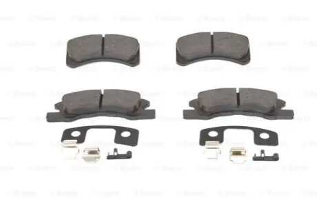 Комплект гальмівних колодок передн, DAIHATSU CUORE VI, CUORE VII, SIRION, TREVIS MITSUBISHI MIRAGE / SPACE STAR VI, MIRAGE VI SUZUKI IGNIS II 0.7-1.5 03.03 Bosch 0986494610 Купити в Україні