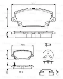 Комплект гальмівних колодок передн, HONDA CIVIC VIII 1.4-2.2D 09.05-05.13 Bosch 0986494611 Купити в Україні
