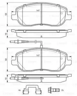 Комплект гальмівних колодок задн/передн, FIAT SCUDO, ULYSSE PEUGEOT 807, EXPERT 1.6-2.2D 02.96 Bosch 0986494615 Купити в Україні