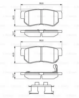 Комплект гальмівних колодок задн, HYUNDAI ELANTRA IV, GETZ, GRANDEUR, HIGHWAY, MATRIX, SANTA FÉ I, SANTA FÉ II, SONATA IV, SONATA V, TRAJET, TUCSON, XG KIA MAGENTIS I 1.1-3.8 03.98 Bosch 0986494635 Купити в Україні