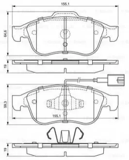 Комплект гальмівних колодок передн, MERCEDES CITAN TOURER (W420), CITAN/MINIVAN (W420), T (MPV) ALFA ROMEO GIULIETTA 1.3-2.0D 04.10 Bosch 0986494680 Купити в Україні
