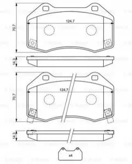 Комплект гальмівних колодок передн, ABARTH 124 SPIDER OPEL CORSA D, CORSA E 1.0-1.7D 07.06 Bosch 0986494718