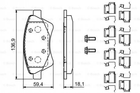 Тормозные колодки, дисковые. BOSCH 0986494725 (фото 1)