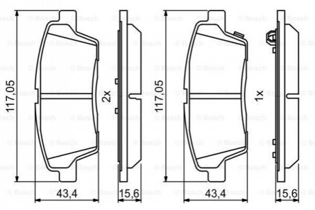 Гальмівні колодки, дискові BOSCH 0986494766 (фото 1)