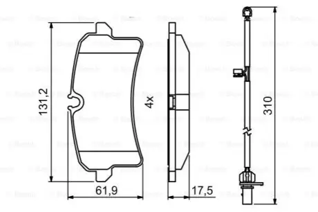 Комплект гальмівних колодок задн, AUDI A8 D4 2.0-6.3 11.09-01.18 Bosch 0986494841 Купити в Україні