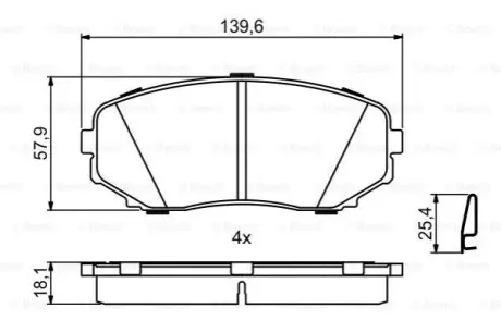 Комплект гальмівних колодок передн, LINCOLN MKX MAZDA CX-7 2.2D/2.3/3.5 06.06 Bosch 0986494879 Купити в Україні