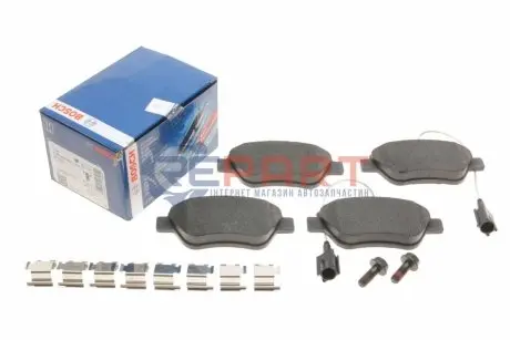 Комплект гальмівних колодок передн, ABARTH 500 / 595 / 695 ALFA ROMEO MITO CITROEN E-MEHARI FIAT 500, 500 C, BRAVO II, GRANDE PUNTO, LINEA, PUNTO, PUNTO EVO 0.9-Electric 06.05 Bosch 0 986 494 881 Купити в Україні
