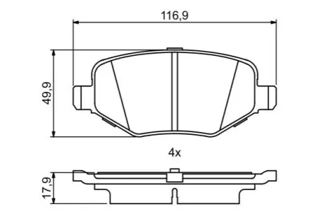 Колодки гальмівні (задні) Ford USA Explorer 10- (з прижимною пластиною) Bosch 0986495395 Купити в Україні