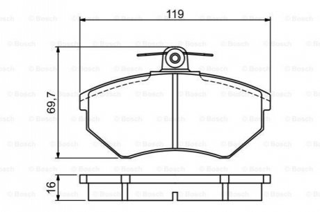 Гальмівні колодки перед. (16мм) VW Golf II, III, Passat SEAT FIAT Croma (без датч.) BOSCH 0986495457 (фото 1)