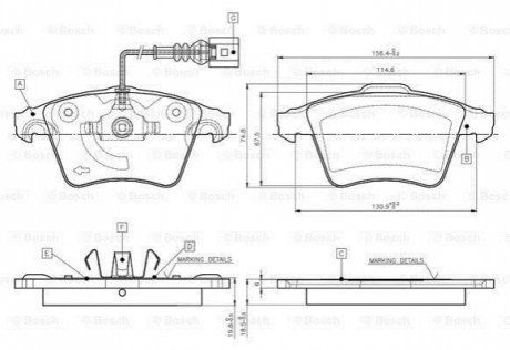 Гальмівні колодки, дискове гальмо (набір) BOSCH 0986TB2864