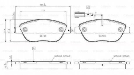 Гальмівні колодки, дискове гальмо.) BOSCH 0986TB2961