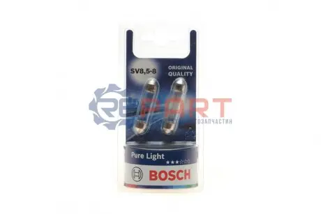 Лампа (упаковка-блістер 2шт) C10W 12В 10Вт SV8,5-8 Pure Light Bosch 1987301014 Купити в Україні