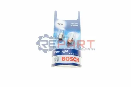 Лампа (упаковка-блістер 2шт) T4W 12В 4Вт BA9S основна лампа Pure Light Bosch 1 987 301 023 Купити в Україні