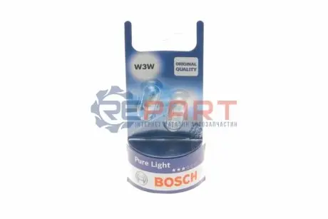 Лампа (упаковка-блістер 2шт) W3W 12В 3Вт Pure Light Bosch 1987301028 Купити в Україні