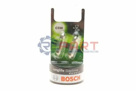 Лампа (упаковка-блістер 2шт) C5W 12В 5Вт 2х довший термін служби Longlife Daytime Bosch 1 987 301 060 Купити в Україні