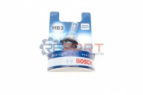 Лампа накаливания HB3 12V 60W P20d PURE LIGHT 1шт. blister (выр-во) Bosch 1 987 301 062 Купить в Украине
