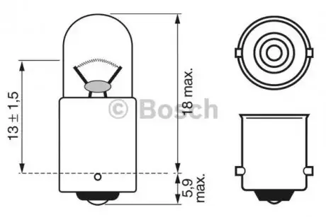 Фото Автолампа Pure Light T2W BA9s 2 W прозрачная BOSCH (1987302212) изображение 1