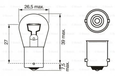 Автолампа Pure Light R2 BA15s 18 W BOSCH 1987302214 (фото 1)