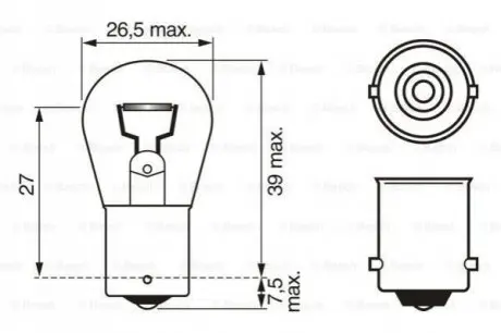 Автолампа Pure Light R2 BA15s 18 W Bosch 1987302214