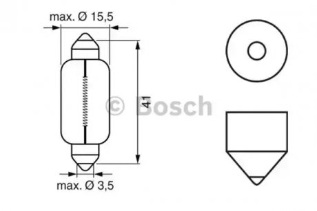 Автолампа Pure Light C15W SV8,5-8 15 W прозрачная BOSCH 1987302238 (фото 1)