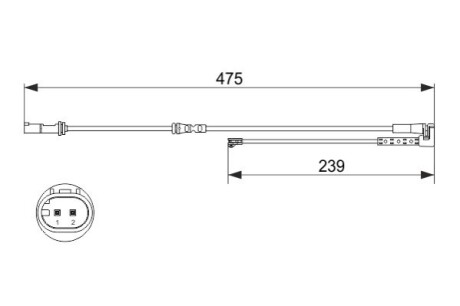 Датчик зносу гальмівних колодок (передніх) BMW X1 (F48)/X2 (F39) 13- (L=475mm) BOSCH 1 987 473 624 (фото 1)