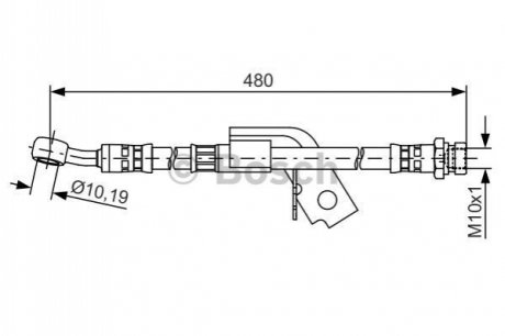 Шланг тормозов. задн. прав. HYUNDAI GETZ -10 BOSCH 1987481475