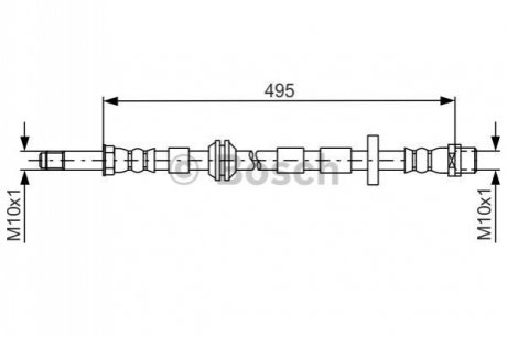 Шланг тормозной передний. AUDI A8 10- BOSCH 1987481692