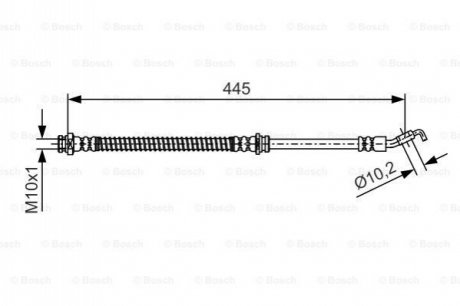 Шланг тормозов. передняя. MITSUBISHI COLT V -03 BOSCH 1987481723 (фото 1)