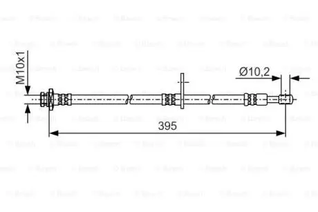 Тормозной шланг гибкий передн Прав (длина 395мм,диаметр 10,2мм, M10x1/M10x1) SUZUKI S-CROSS, SX4 S-CROSS, VITARA 1.0-1.6D 08.13 Bosch 1987481A53