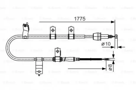 Трос стояночного гальма задн Прав (1775мм/1562мм) HYUNDAI SANTA FÉ I 2.0-2.7 08.00-03.06 Bosch 1987482077 Купити в Україні
