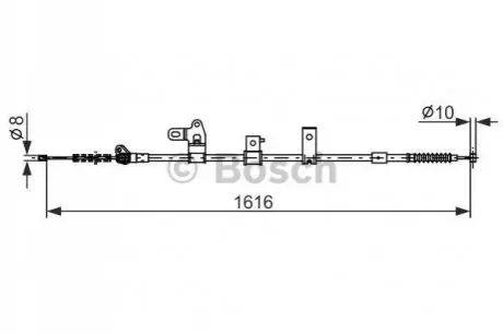 Трос стояночного гальма задн Лів (1616мм/1405мм) TOYOTA COROLLA, COROLLA VERSO, STARLET 1.0-2.0D 12.89-03.08 Bosch 1987482307 Купити в Україні