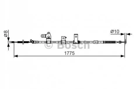 Трос стояночного гальма задн Лів (1775мм) TOYOTA PRIUS 1.5H 09.03-12.09 Bosch 1987482347 Купити в Україні