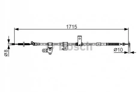 Трос стояночного гальма задн Прав (1715мм) TOYOTA PRIUS 1.5H 09.03-12.09 Bosch 1987482348 Купити в Україні