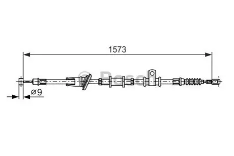 Трос стояночного гальма задн Лів (1573мм/1433мм) MITSUBISHI SPACE STAR 1.3-1.9D 06.98-12.04 Bosch 1987482399