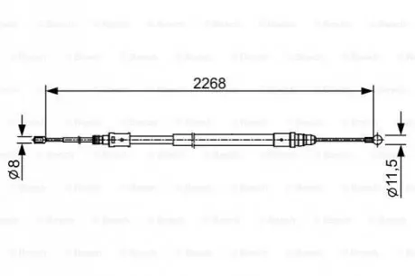 Трос стояночного гальма задн Лів/Прав (2268мм) CITROEN C5 III 1.6-3.0D 02.08-05.17 Bosch 1987482409 Купити в Україні